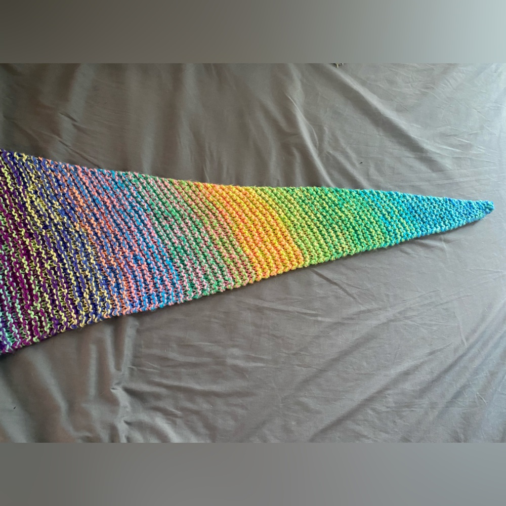 Hand Knitted Oversized Triangular Rainbow Scarf